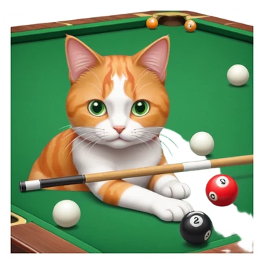 cat playing billiards sticker