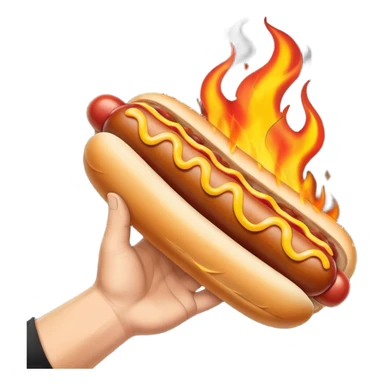 Hand Holding a Flaming Hotdog sticker
