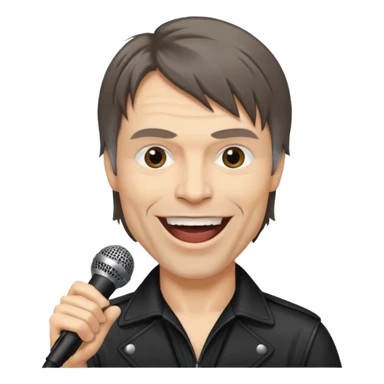 bruce dickinson, metal musician, singing with mirophone sticker