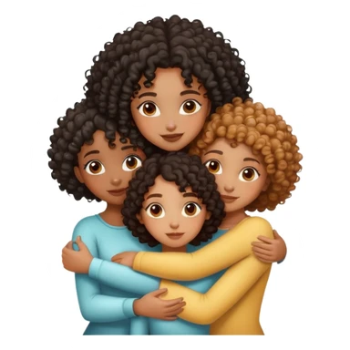 three black girls with curly hair hugging sticker