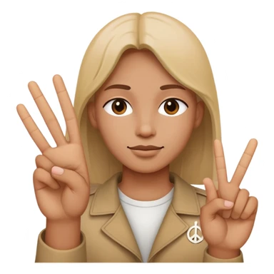 Straight face with peace sign  sticker