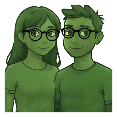 dark hair girl woth glasses and boy beside her sticker