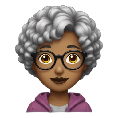 girl with short curly dark brown hair and harry potter glasses sticker