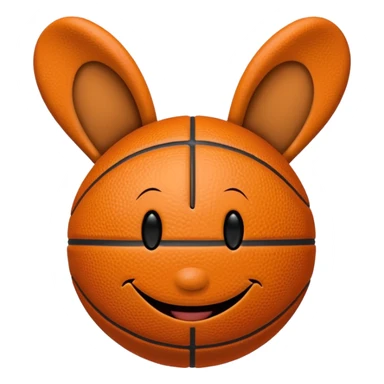 basketball with ears and smiley face sticker