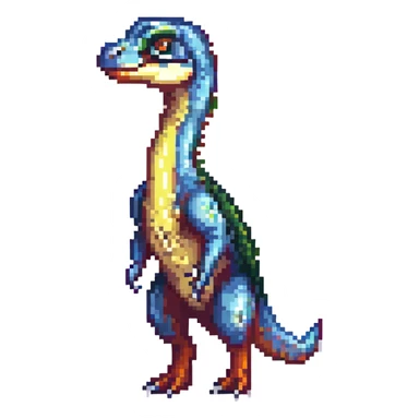 velociraptor, pixel art style, simple and colorful sticker