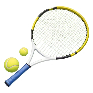 A tennis racket and ball on a grass or hardcourt surface, symbolizing the sport. The racket has a sleek design with tightly strung strings, while the bright tennis ball rests nearby, capturing the essence of precision, agility, and competition. sticker
