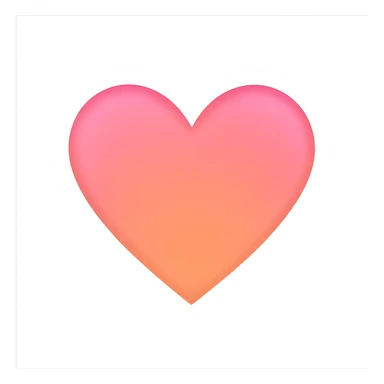 heart with a soft gradient from pink to orange, clean digital illustration sticker