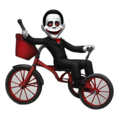 billy the puppet from saw in a tricycle sticker
