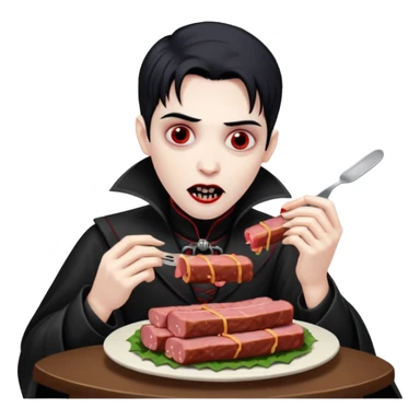 goth vampires eating a SPAM meat dinner sticker