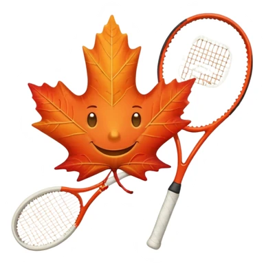Smiling Maple leaf holding a tennis racket sticker