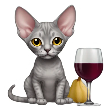 grey devon rex drinking wine sticker