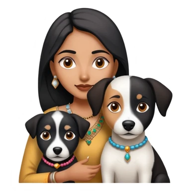 Indian woman who has a  black and white dog sticker