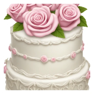 Fancy white wedding cake with pink roses and fancy decorations sticker