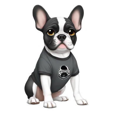 French bulldog dark gray wearing Corinthians t-shirt  sticker