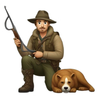 Hunter with dead sanglier sticker