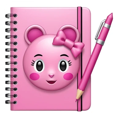 Caderno inteligente de disco rosa com laços doallete caneta com corações  sticker