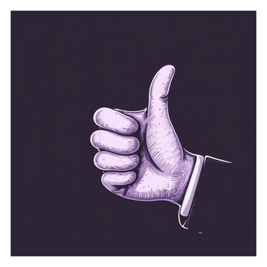 hand giving a thumbs down gesture, crayon-style pastel chalk, soft lilac and purple color palette, rough doodle-like texture, drawn with pastel chalk on a dark surface, aesthetic and emotional, suitable for Telegram channel sticker