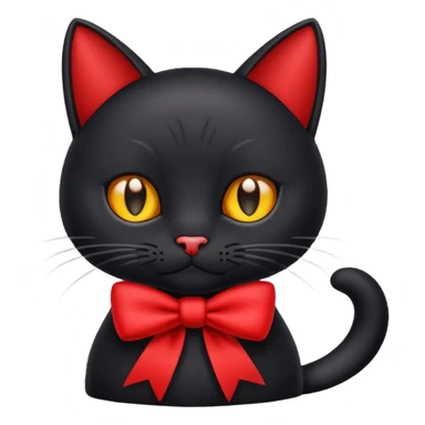 Black cat wearing ribbon sticker