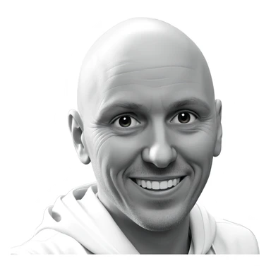 bald boy smiling in monochrome sticker