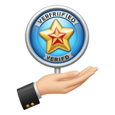 Holding a verified badge with government sign sticker