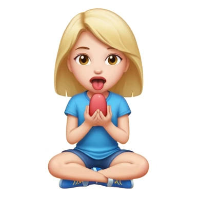 Girl sticking out tongue on knees sticker