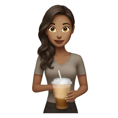 brunette with iced coffee sticker