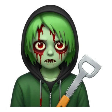 trap hood zombie emoji with saw and drip and emo sticker
