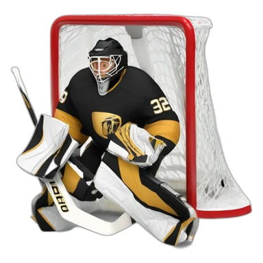 Ice hockey goalie with black and gold pads sticker