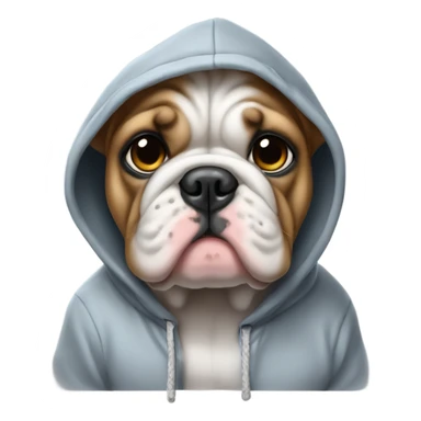 Bulldog puppy wearing a hoodie sticker