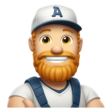 fat ginger bearded man in a baseball cap and a cheeky smile sticker