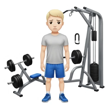 young sad guy in gym sticker