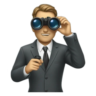 man in suit looking through binoculars sticker