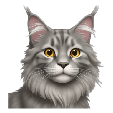 Fluffy mainecoon grey cat sticker