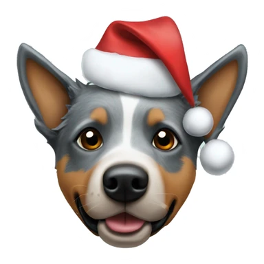 Blue heeler dog with a Christmas hat sticker
