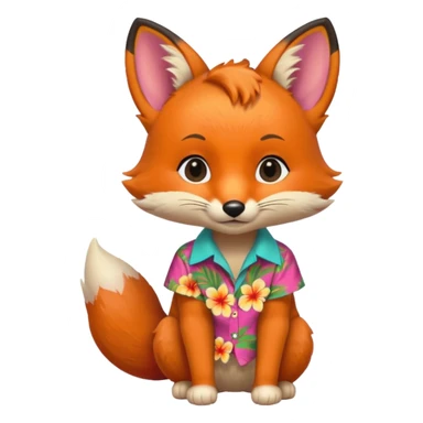 baby fox with aloha shirt sticker