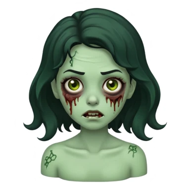 Garota zumbi com cabelo ondulado e preto sticker