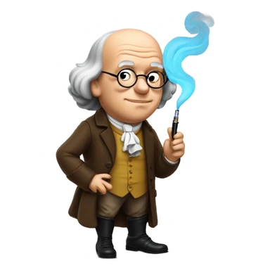 Benjamin Franklin smoking a vape sticker