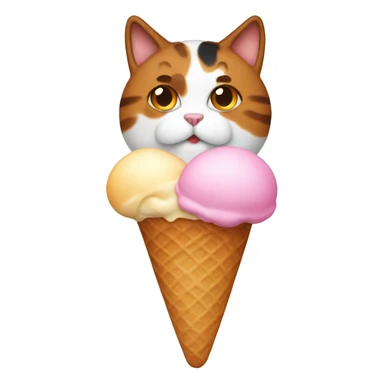 Icecream with fat calico cat sticker