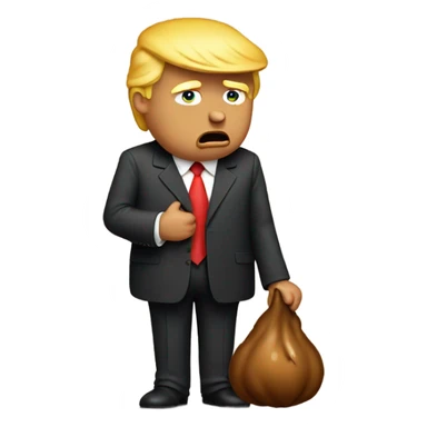 sad donald trump holding poop emoji sticker