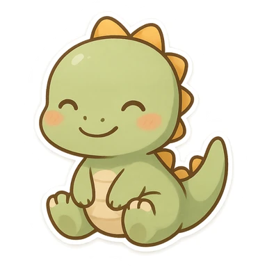 chibi style dinosaur, small and cheerful sticker