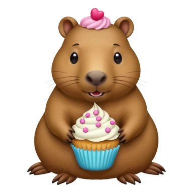 capybara with cupcake sticker
