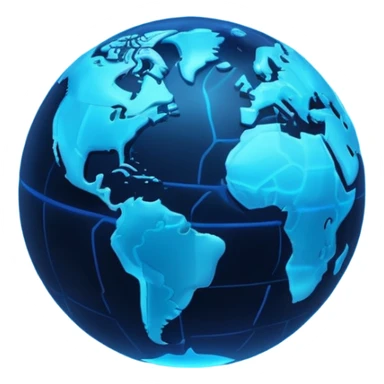 minimalistic 3d blue neon glowing transparent earth planet sticker