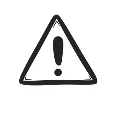 A classic triangular warning sign with an exclamation mark inside. Bright yellow background with black border and black exclamation mark. Hand-drawn doodle style. sticker
