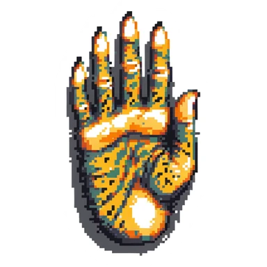 stylized leopard foot with visible claws pointing upward in pixel art style sticker