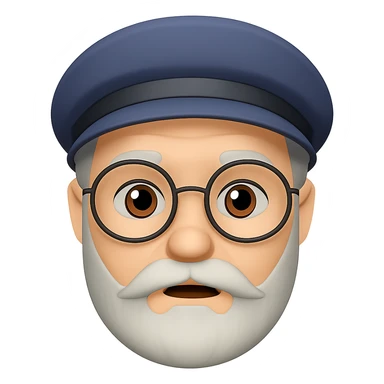 Add glasses to the grumpy old man with a beard. Keep the original style and transparent background. sticker