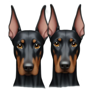 Two dobermans and moon no cropped ears sticker