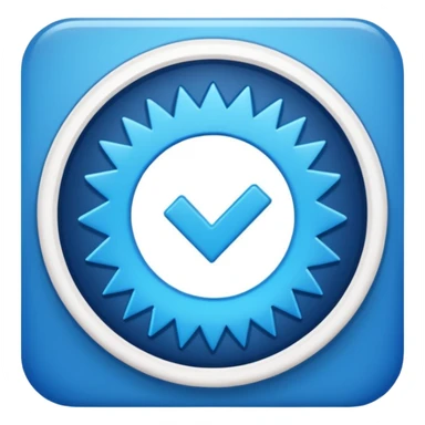 Instagram verification badge emoji in a blue  circular shape with zigzag edges sticker