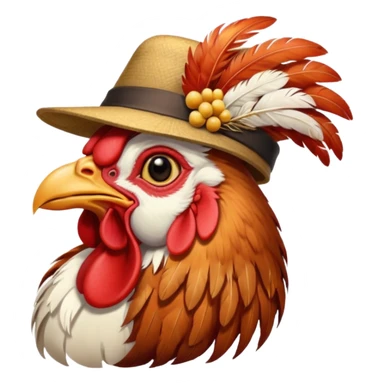 rooster wearing flat hat sticker