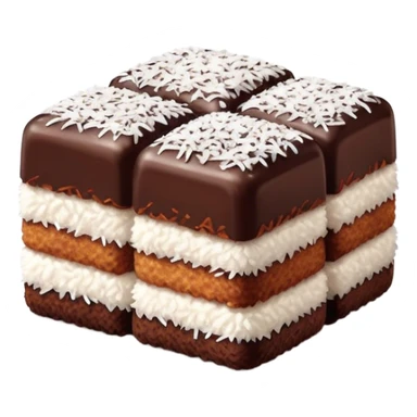 cinematic-realistic-lamingtons-dessert-emoji,-depicted-as-soft-sponge-squares-coated-in-chocolate-and-coconut-rendered-with-mouth‚äêwatering-detail-and-vibrant-lighting sticker