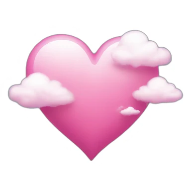 pink heart + cloud sticker